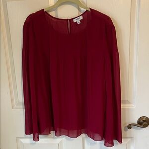 Kensie Deep Red Sheer Top